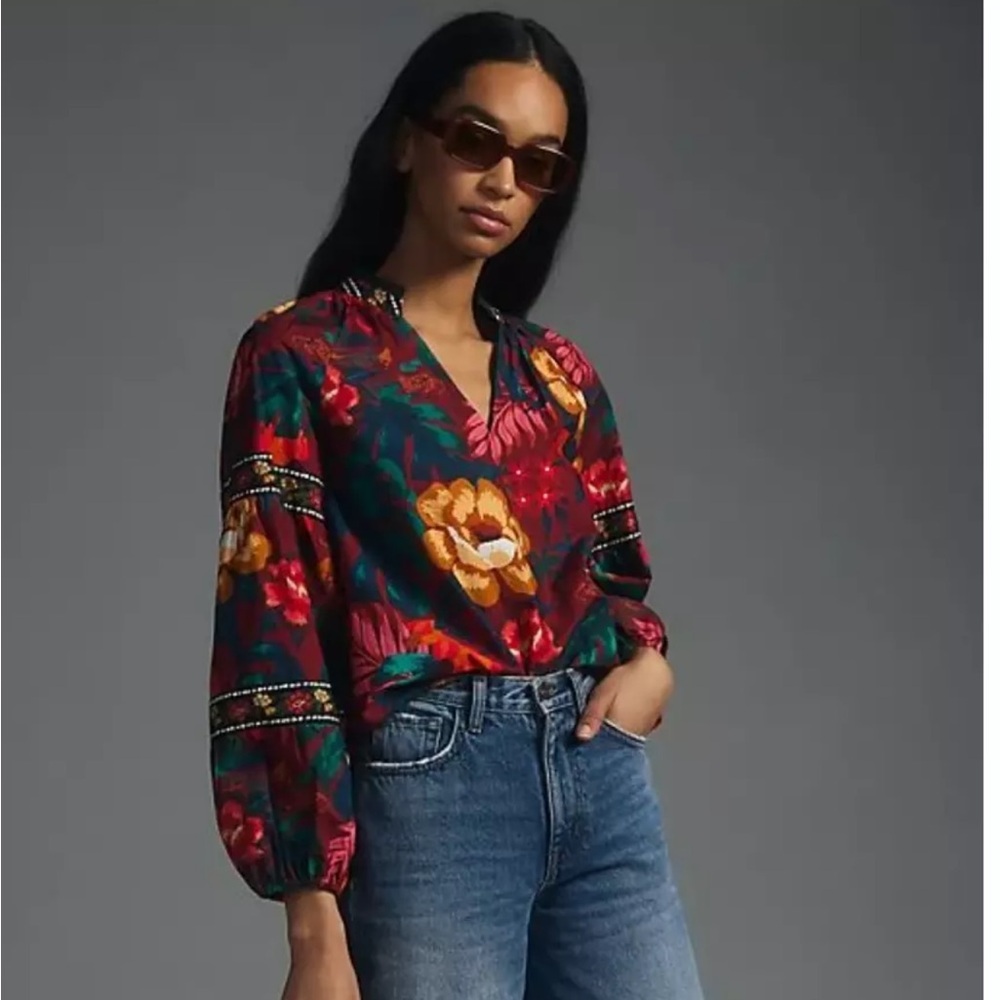 Farm Rio Anthropologie Poplin Blouse - XS